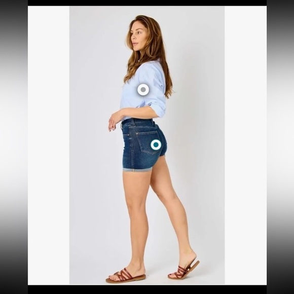 NWT Judy Blue Tummy Control High Waist Cool Denim Shorts, style 150286 
size 1XL - Picture 4 of 12